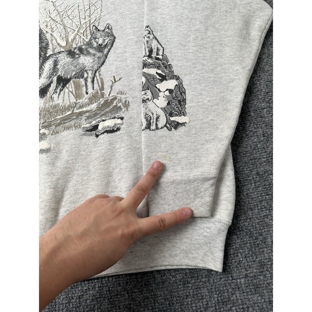 Mens Sweatshirt Pacific Sports Wolves Graphic Made in USA Gray, Size L/XL - Picture 8 of 10